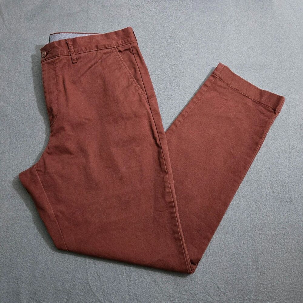 J. Crew Men 36x32 (37X31) Maroon 770 Straight Flat Front Chino Pants